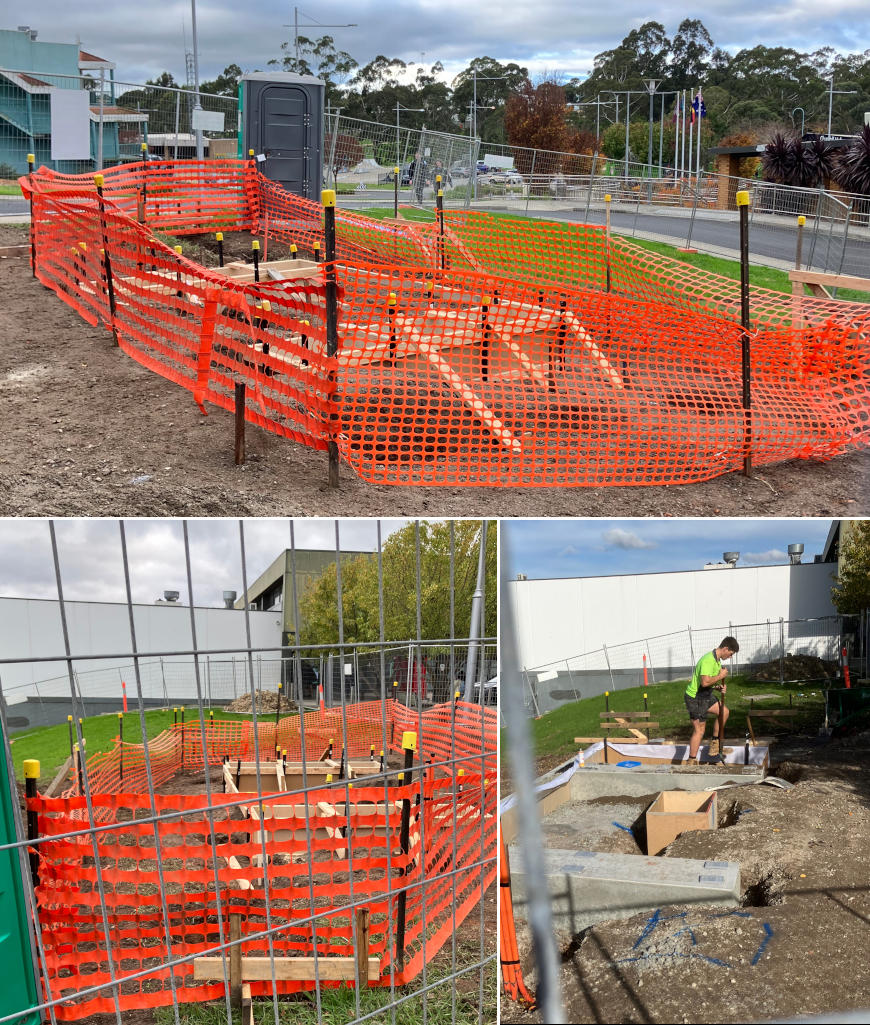 Montage of photos showing the initial groundwork in progress