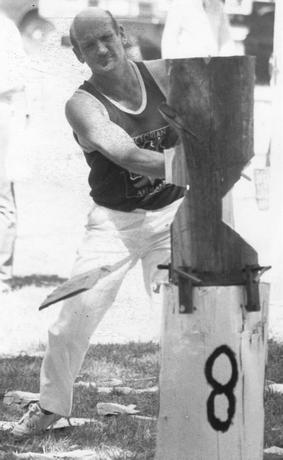 Peter Williams - competing in woodchop
