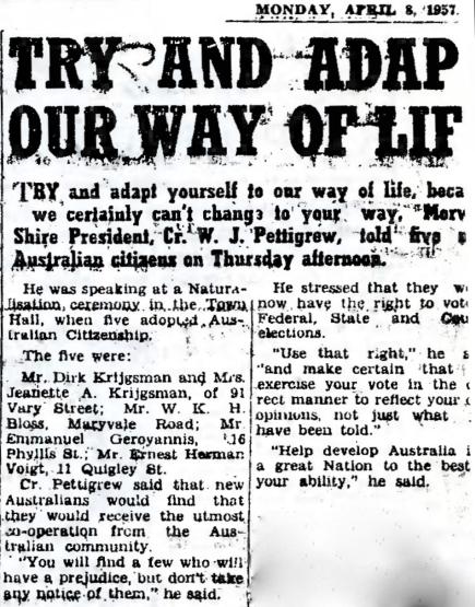 Newspaper article urging migrants to