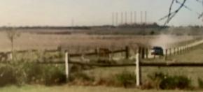 Car on driveway in front of Hazelwood Power Station