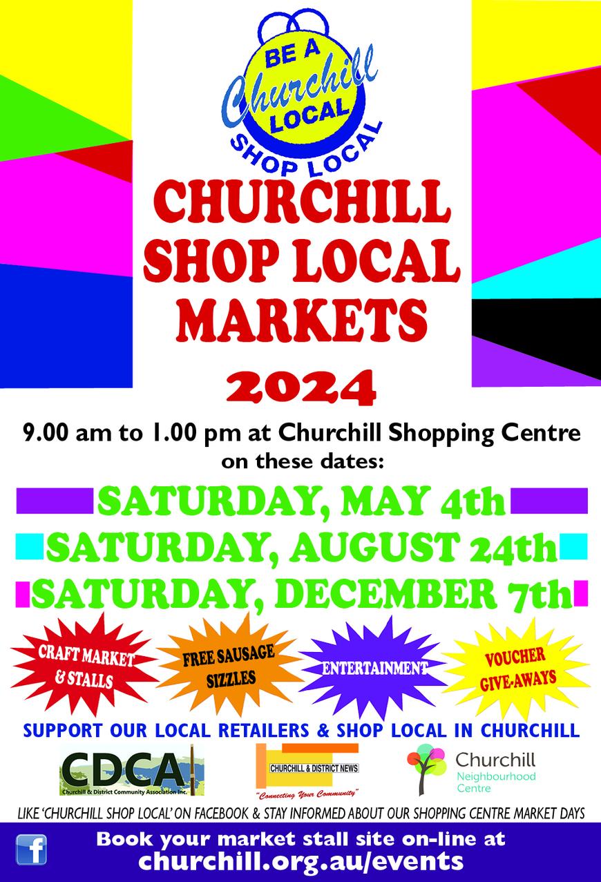 Shop local market days - 4th May, 24th August, 7th December