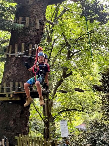 Joey Scouts enjoying the high ropes course