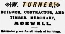 Newspaper add for W Turner, Builder