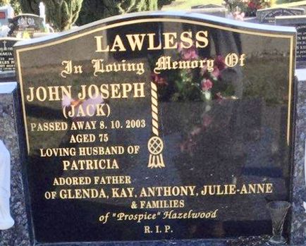 Headstone of John Joseph Lawless