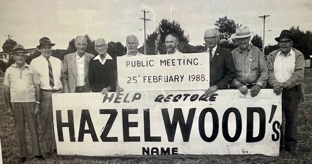 Banner and propoponets wanting to restore the name Hazelwood