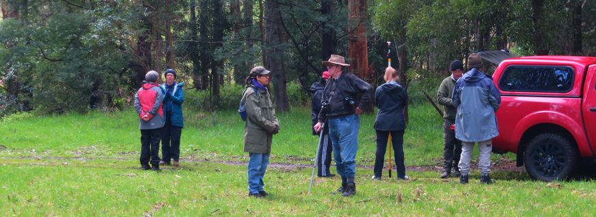 The group organising to survey the first nest box.
