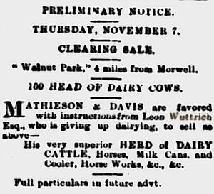 Newspaper add for the Walnut Park clearance sale