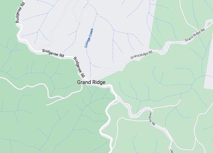 Map showing the Grand Ridge Road, Budgeree Rd and College Creek