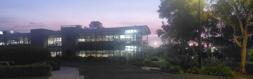 Fed Uni Library at dusk