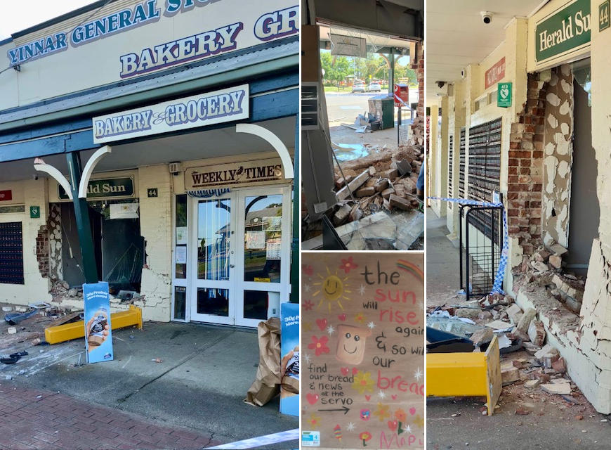 Views of the damage caused to the bakery