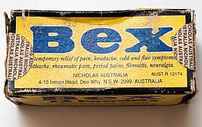 Old cardboard packet of Bex