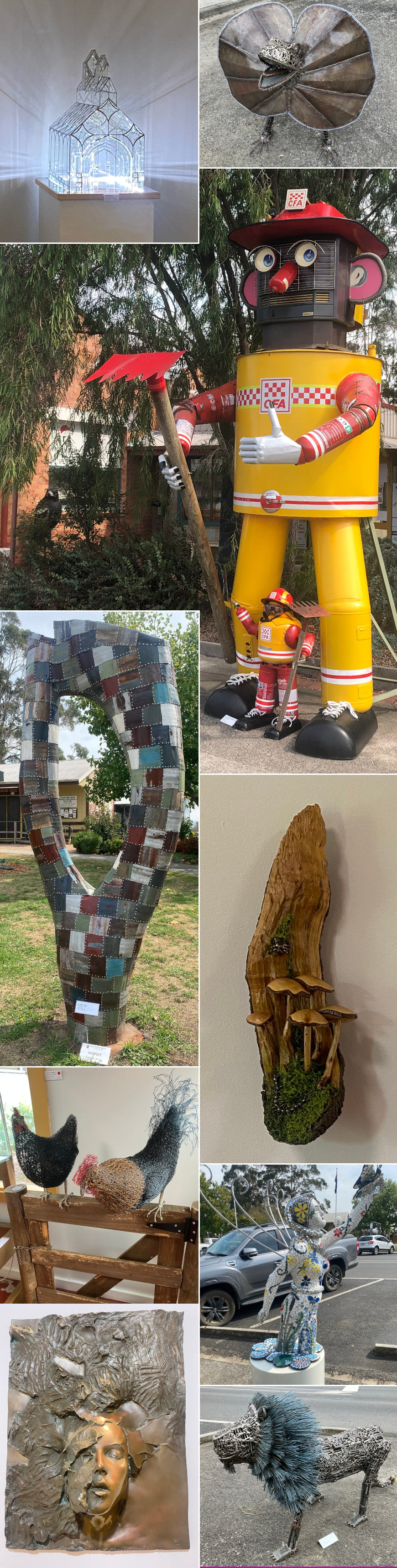 Collage of various scuptures from the exhibition