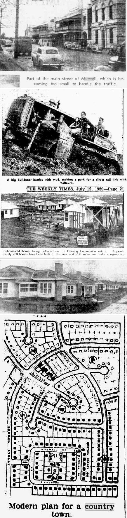 various scens around Morwell - streets, bulldozer, housing